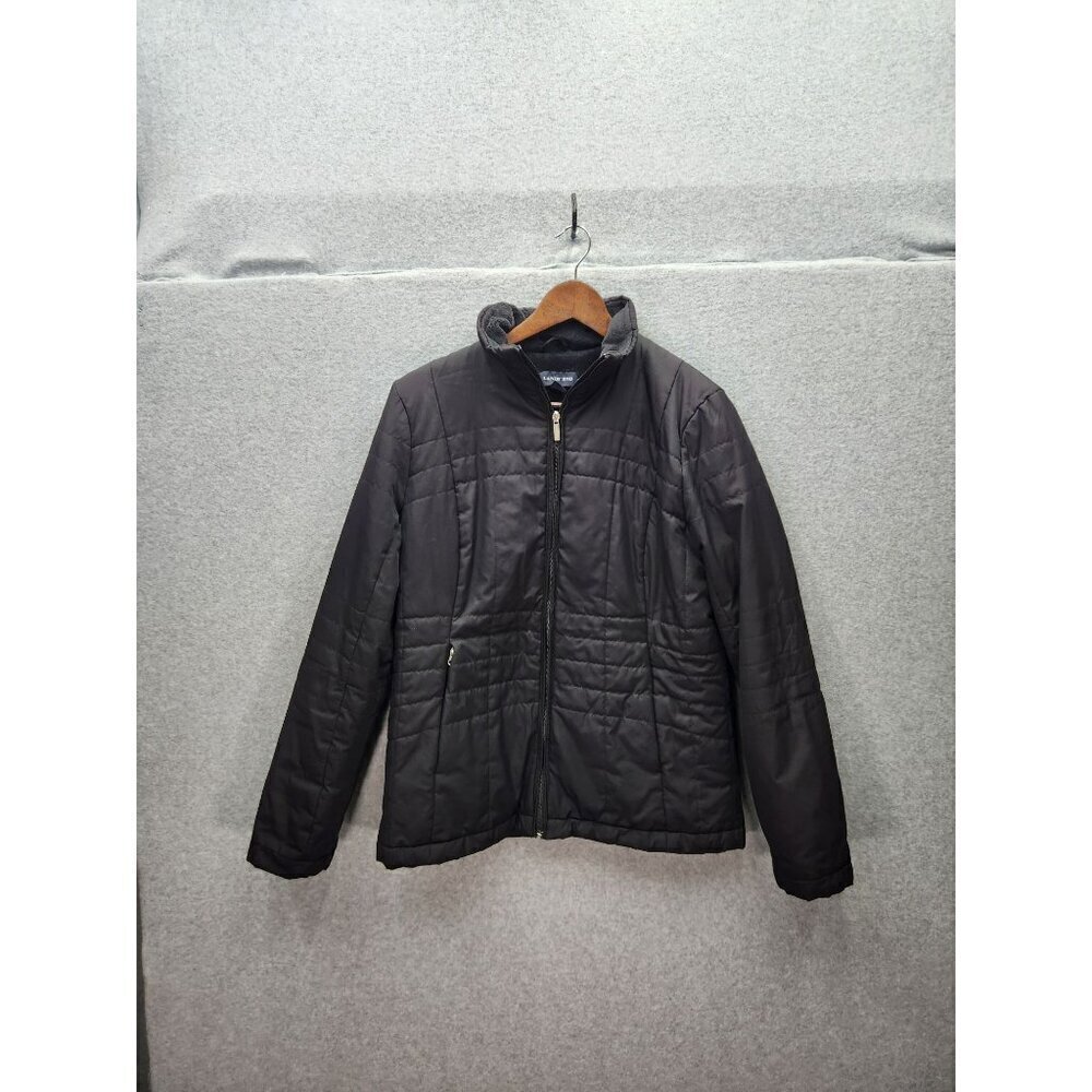 Lands End Womens Insulated Black‎ Jacket Size S Polyester Shell & Lining Zip